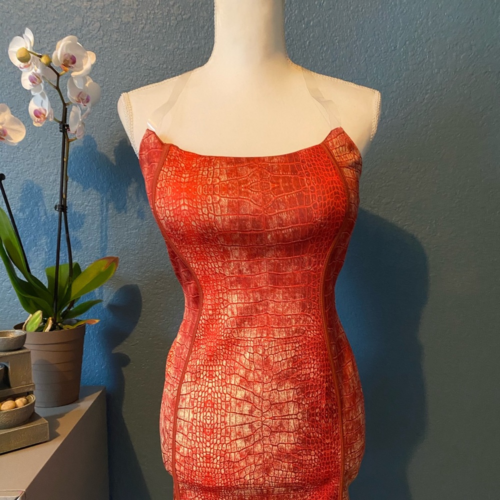 Halter snake print bodycon dress